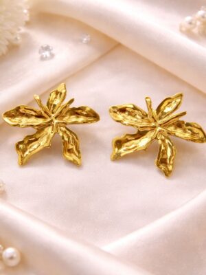golden flower earrings for girls